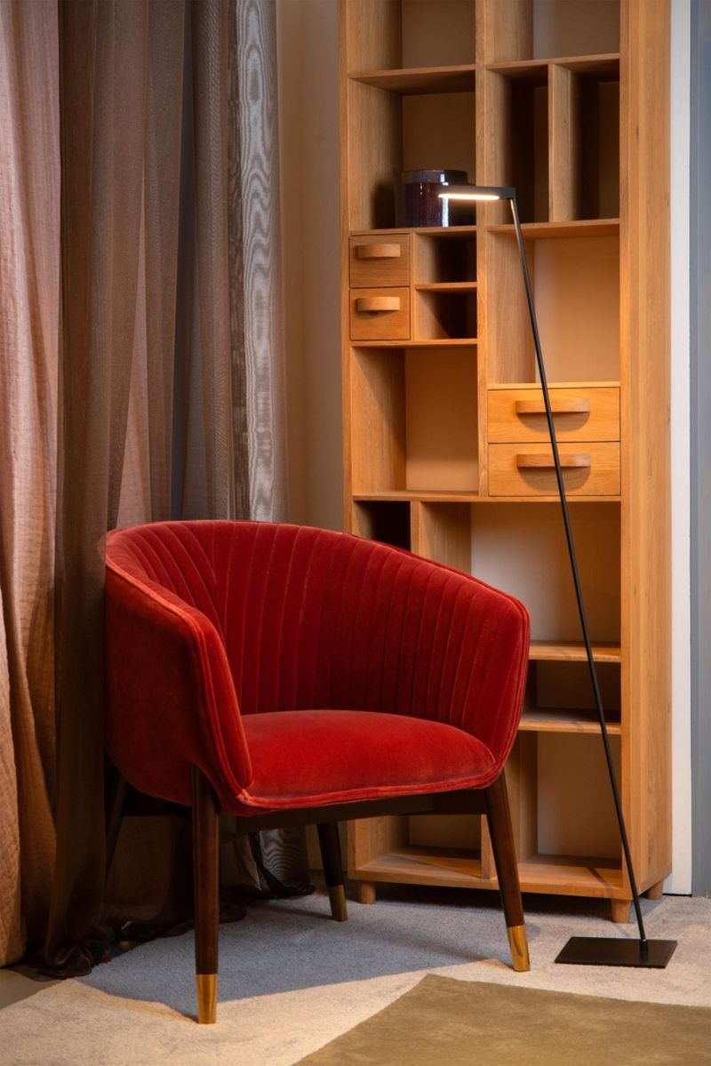 Lucide LAVALE - Stojacia lampa na čítanie - LED Dim.K/2700K - Čierna